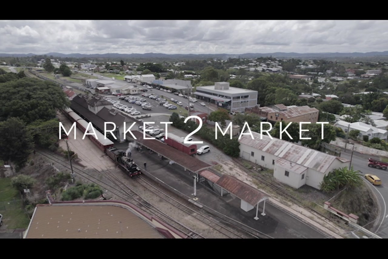 Aerial View Over Mary Valley Rattler Heritage Train at Station, Gympie