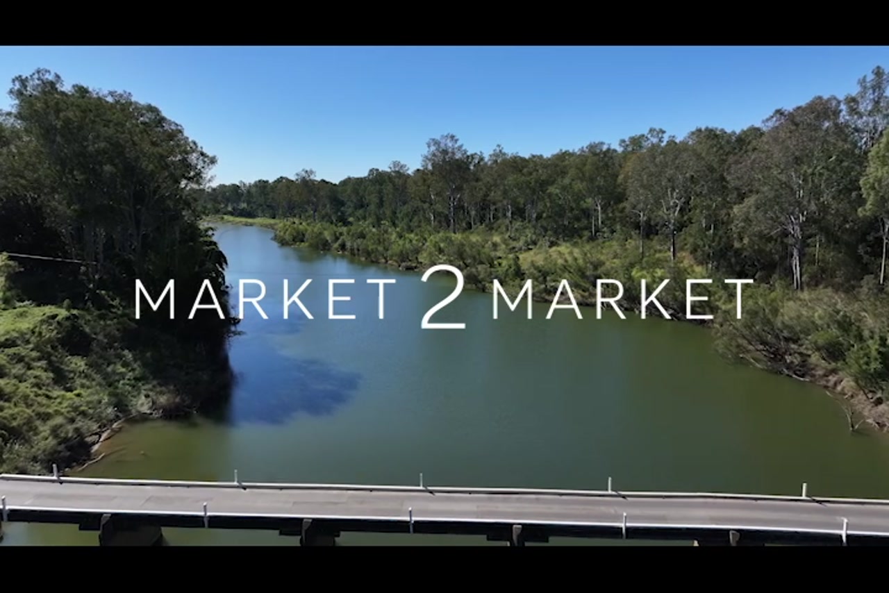 Aerial footage of Bridge Over Mary River in Tiaro