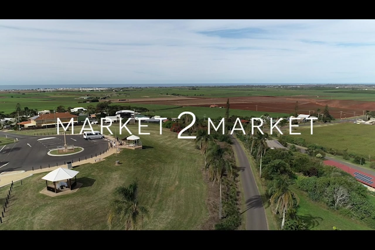 Aerial footage of agricultural fields, lookout and rest stop, North Queensland