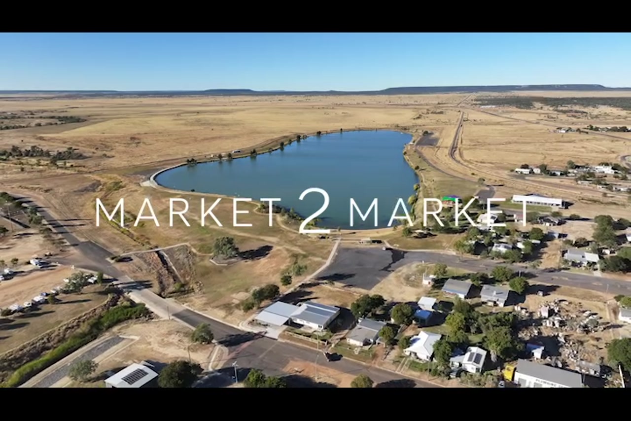 Aerial footage of Hughenden Recreational Lake and Township
