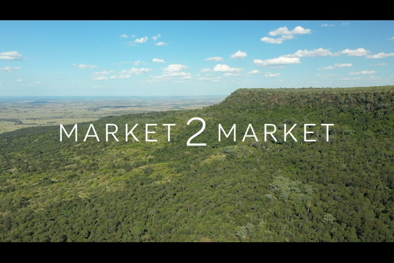 Aerial footage over lush green outback landscape