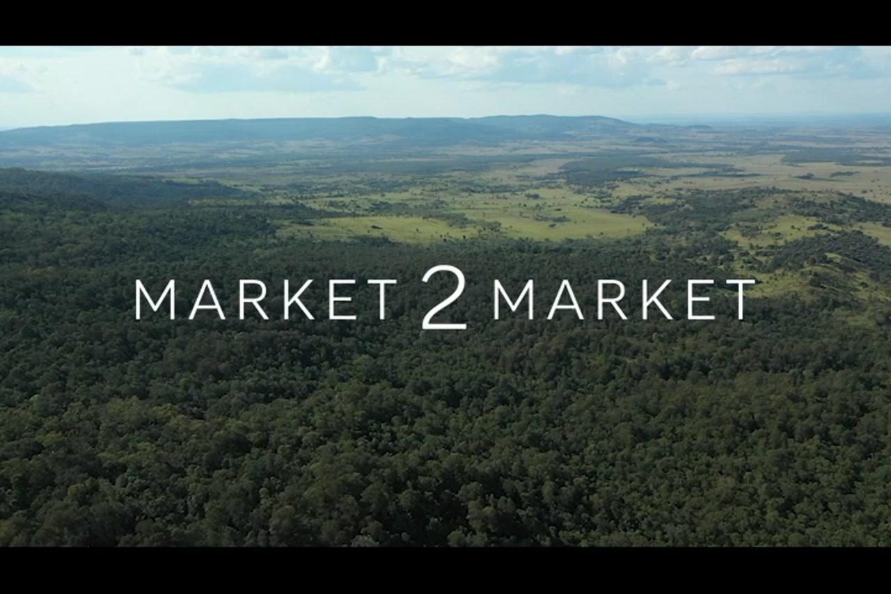 Aerial footage over lush, green, outback landscape
