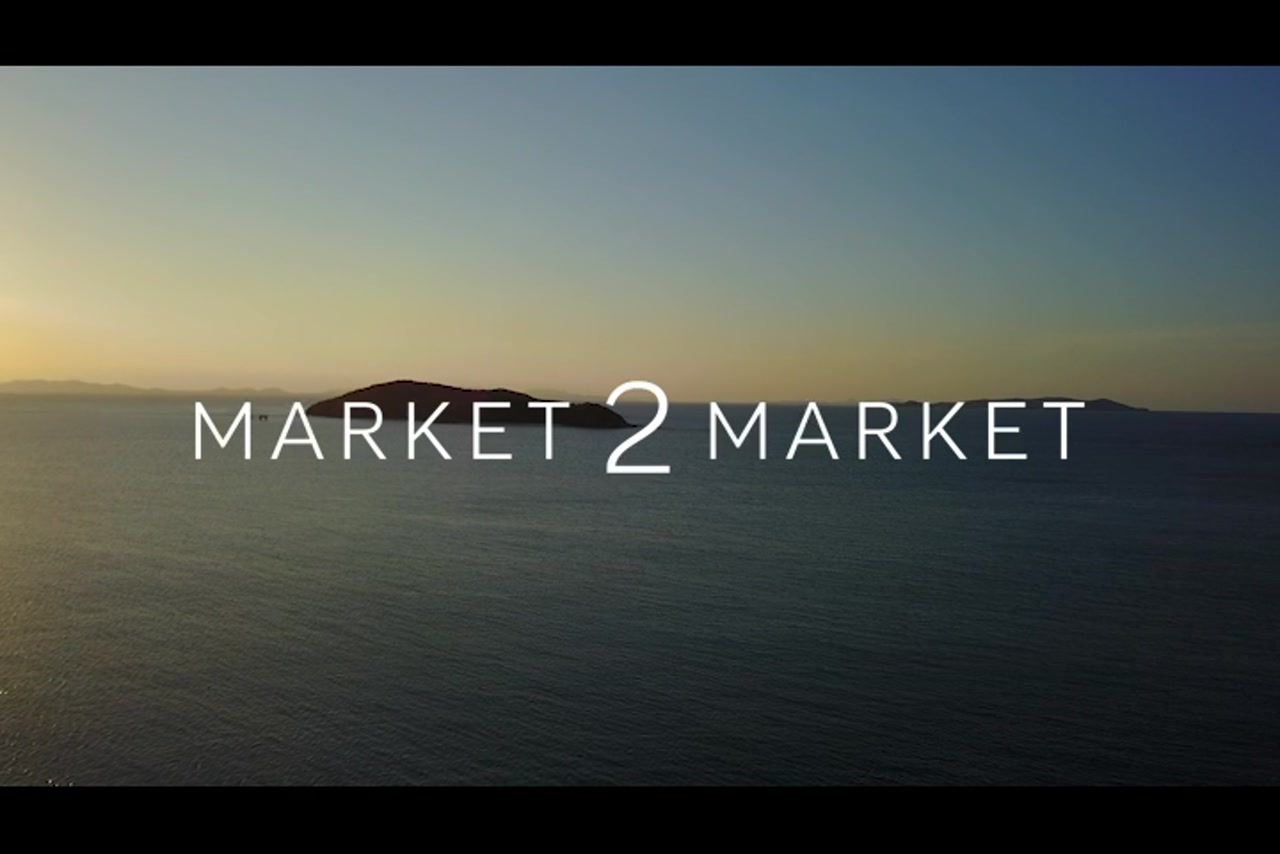 Aerial footage of islands at sunset