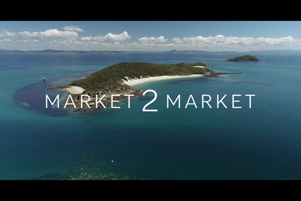 Aerial footage over island in the Keppel region