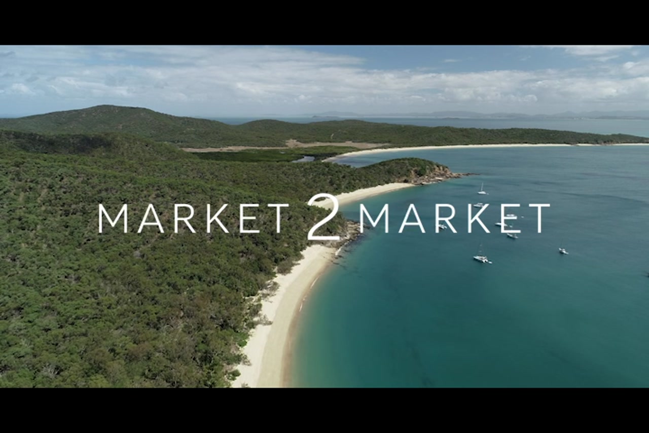 Aerial footage over Second Beach on Great Keppel Island