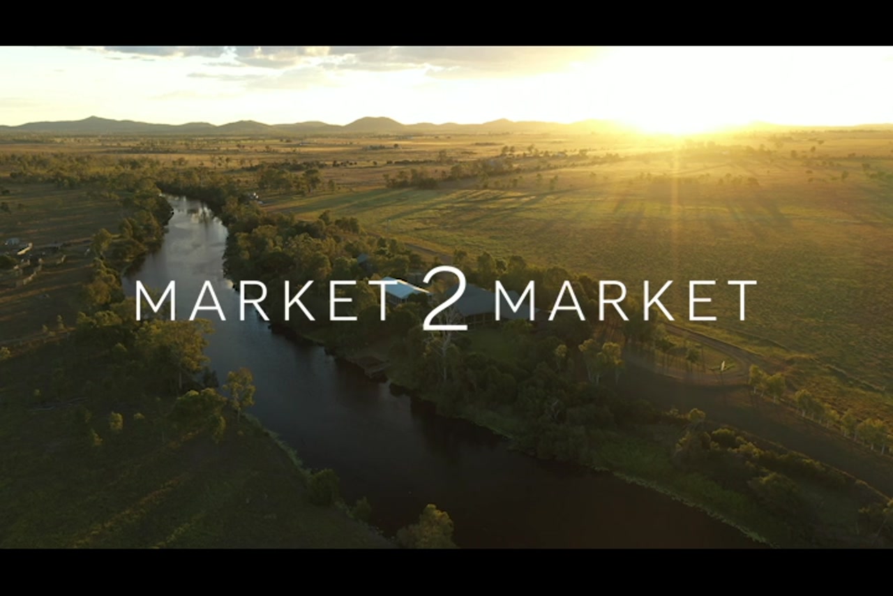 Aerial footage over rural property along Hedlow Creek at dusk