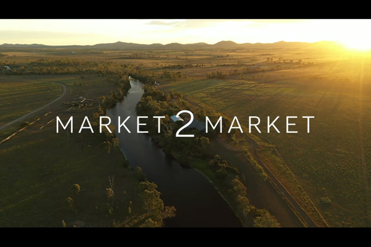 Aerial footage over rural property along Hedlow Creek at dusk