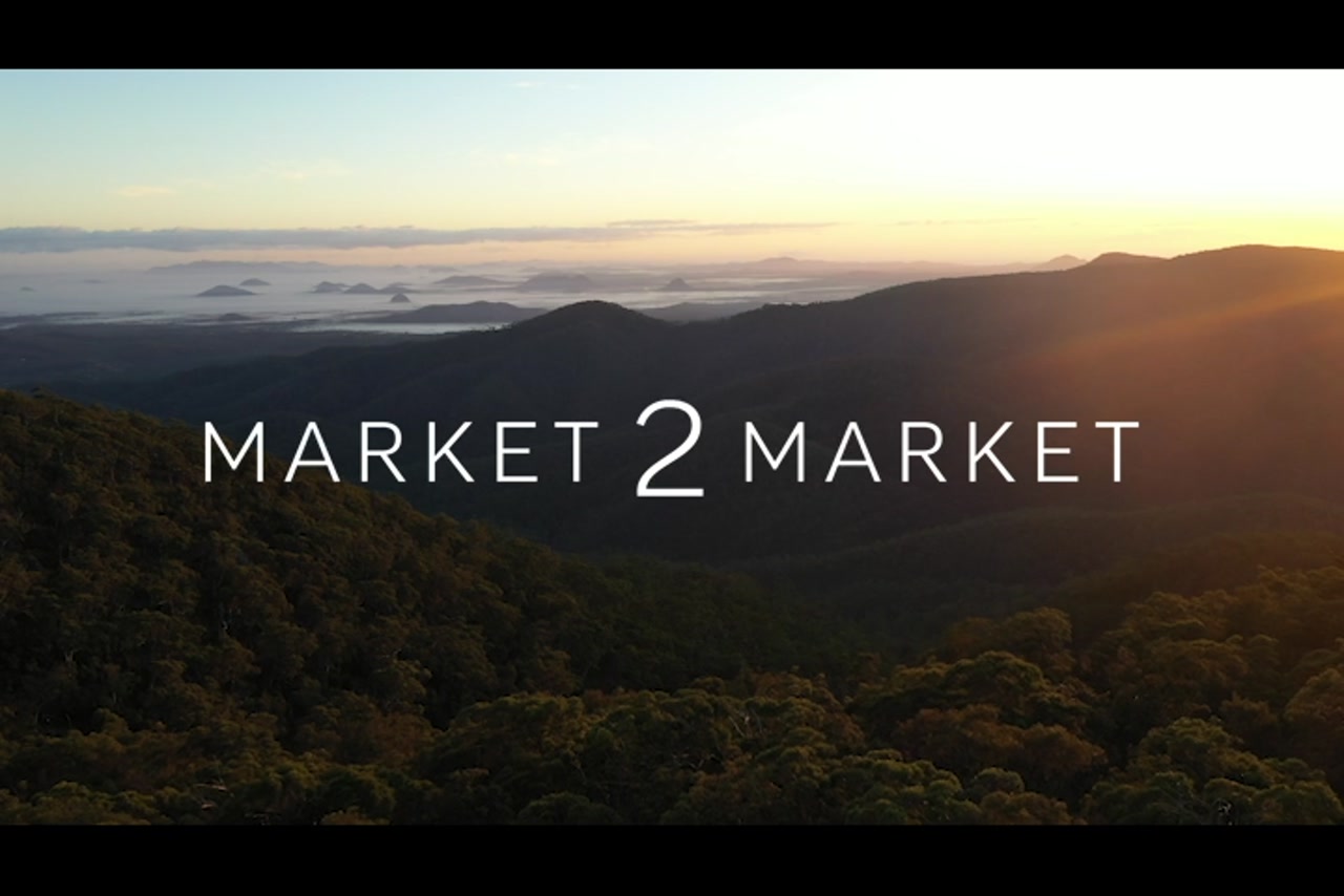 Aerial footage over Mount Archer National Park, Rockhampton at dusk