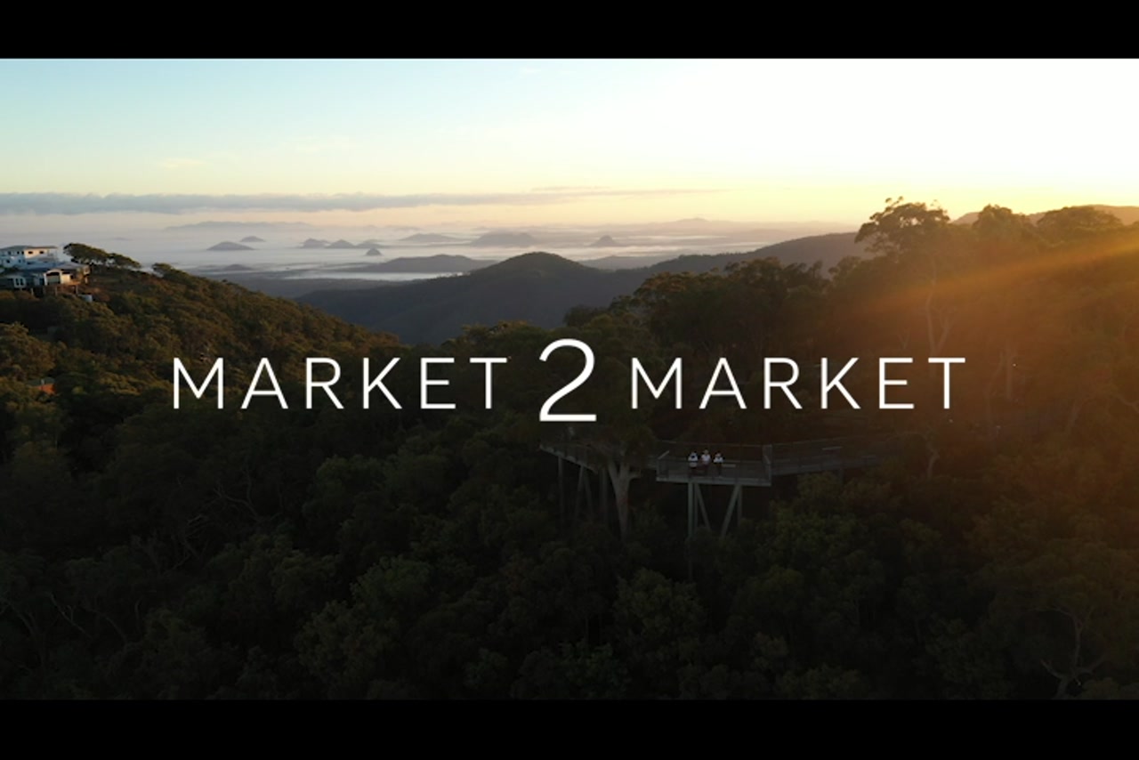 Aerial footage of the Nurim Circuit elevated boardwalk at Mount Archer National Park (also known as Fleay’s Viewpoint) overlooking Rockhampton and the Fitzroy River basin