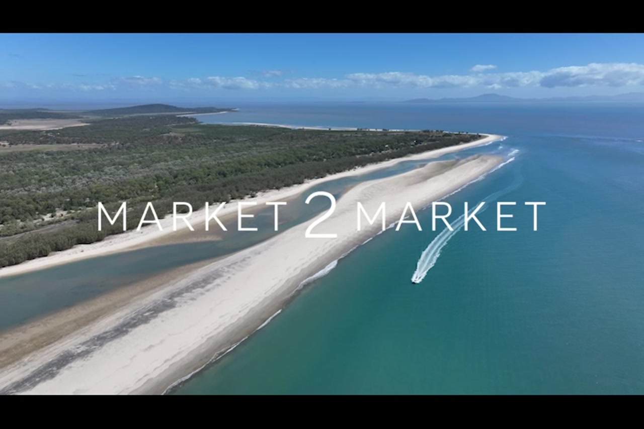 Aerial footage of coastline of Curtis Island