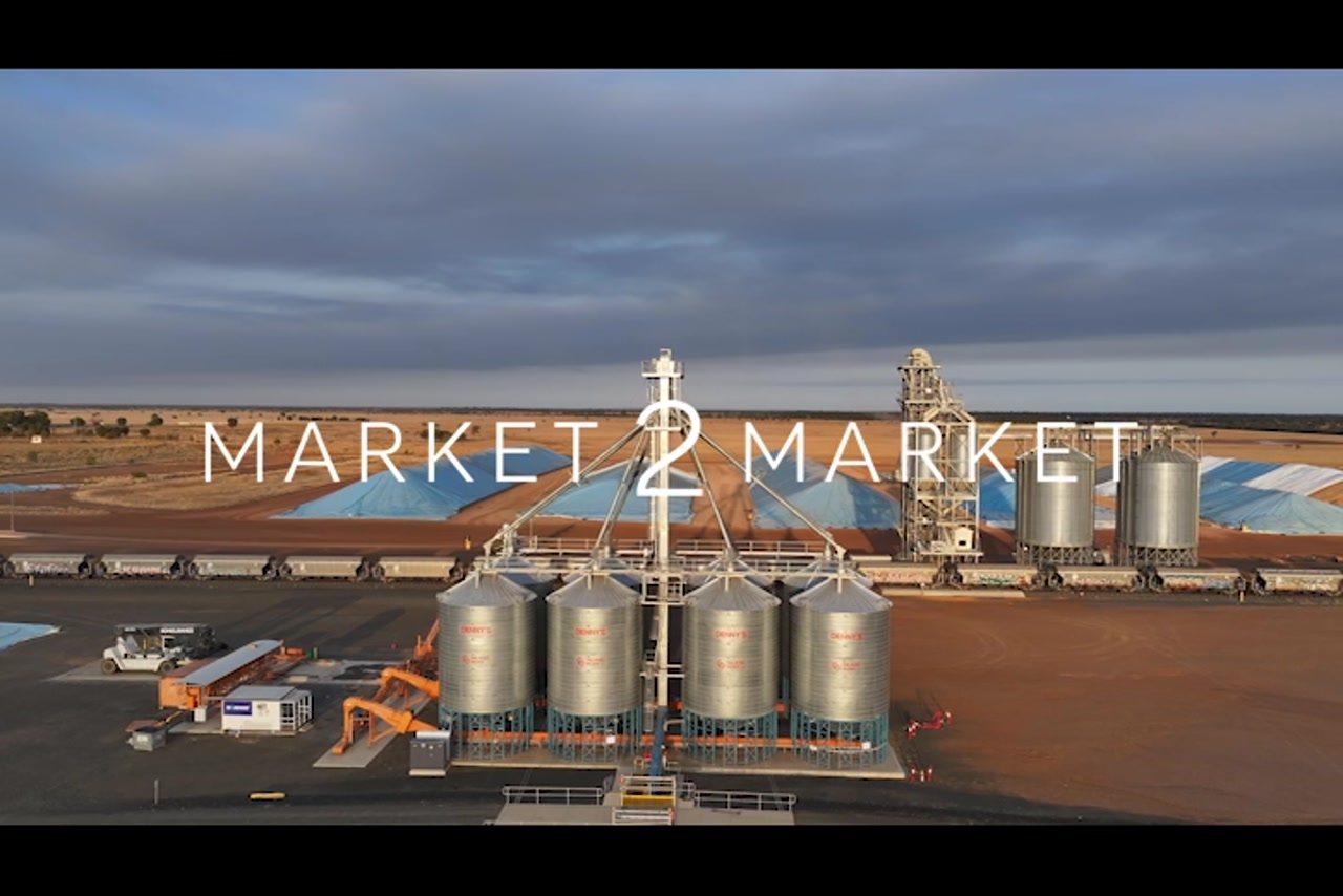 Aerial footage of freight train at the CQ Inland Port Facility, Emerald