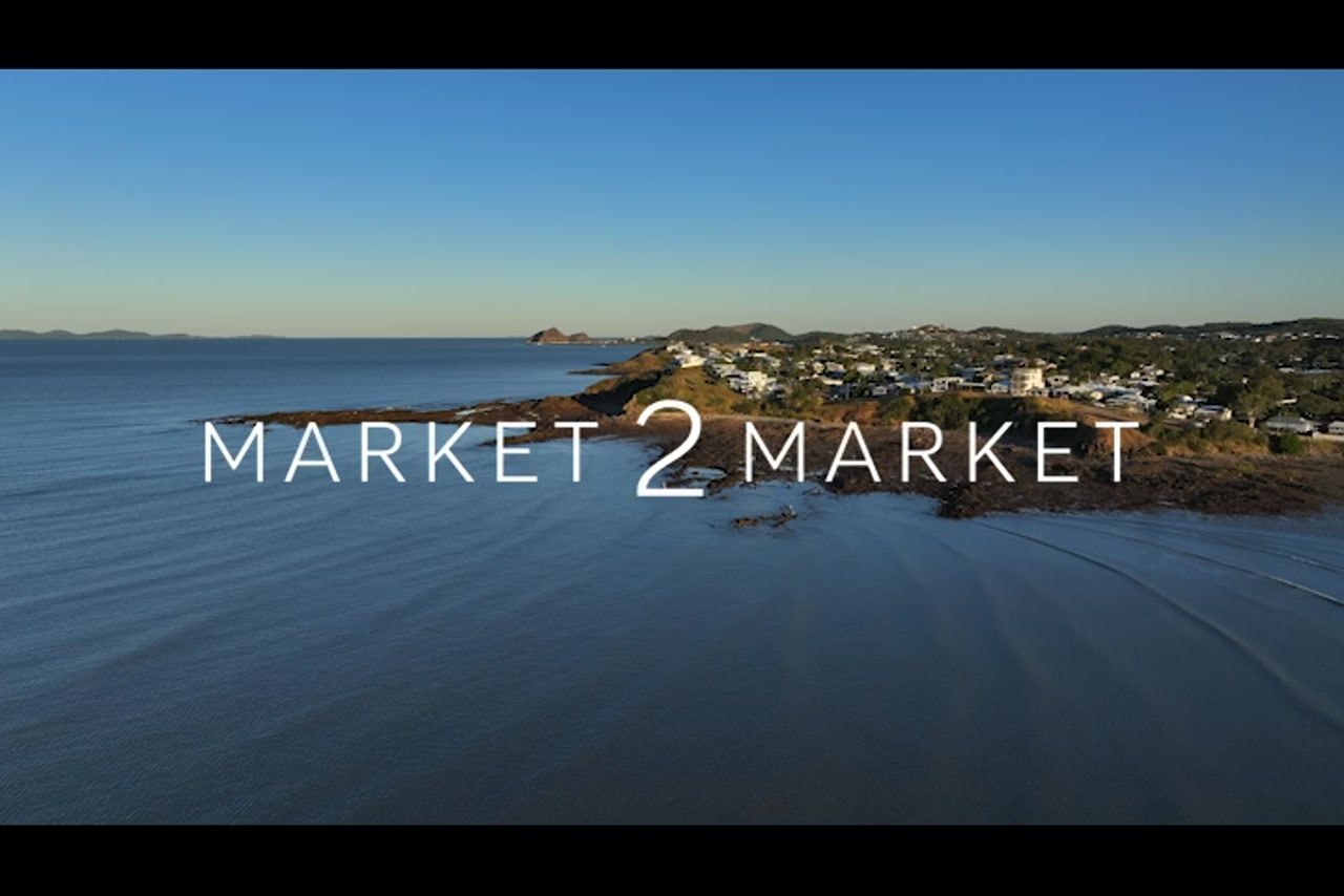 Aerial footage over coastline and residential area in the north of Yeppoon