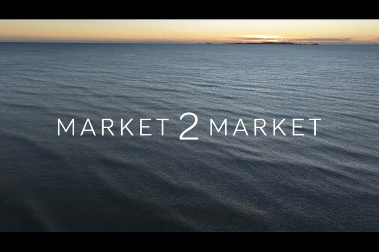 Aerial footage over ocean at dusk