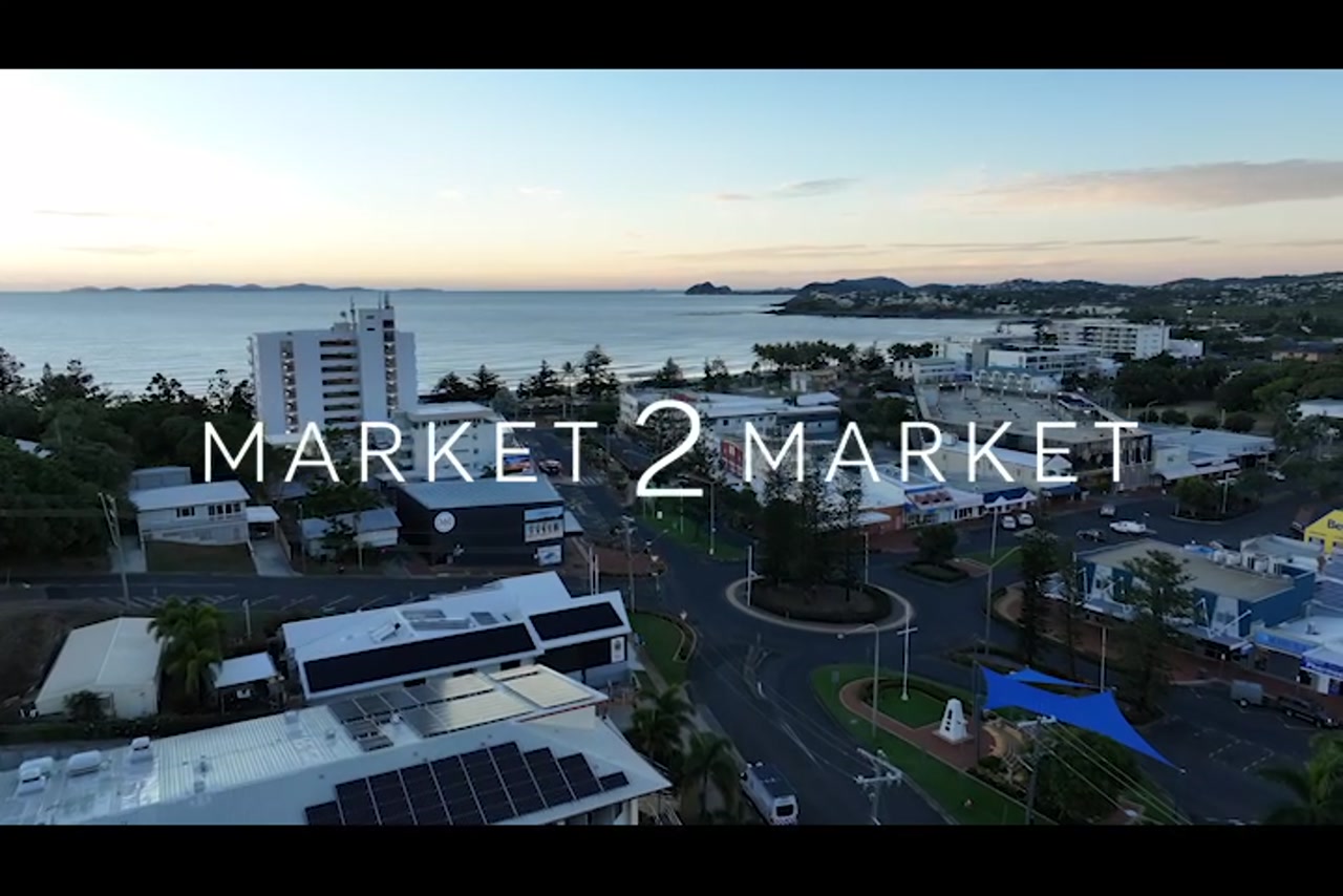 Aerial footage over Yeppoon at dusk