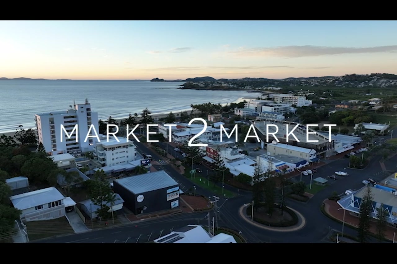 Aerial footage over Yeppoon at dusk